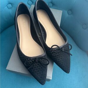 Ann Taylor Black Perforated Flats with Bow